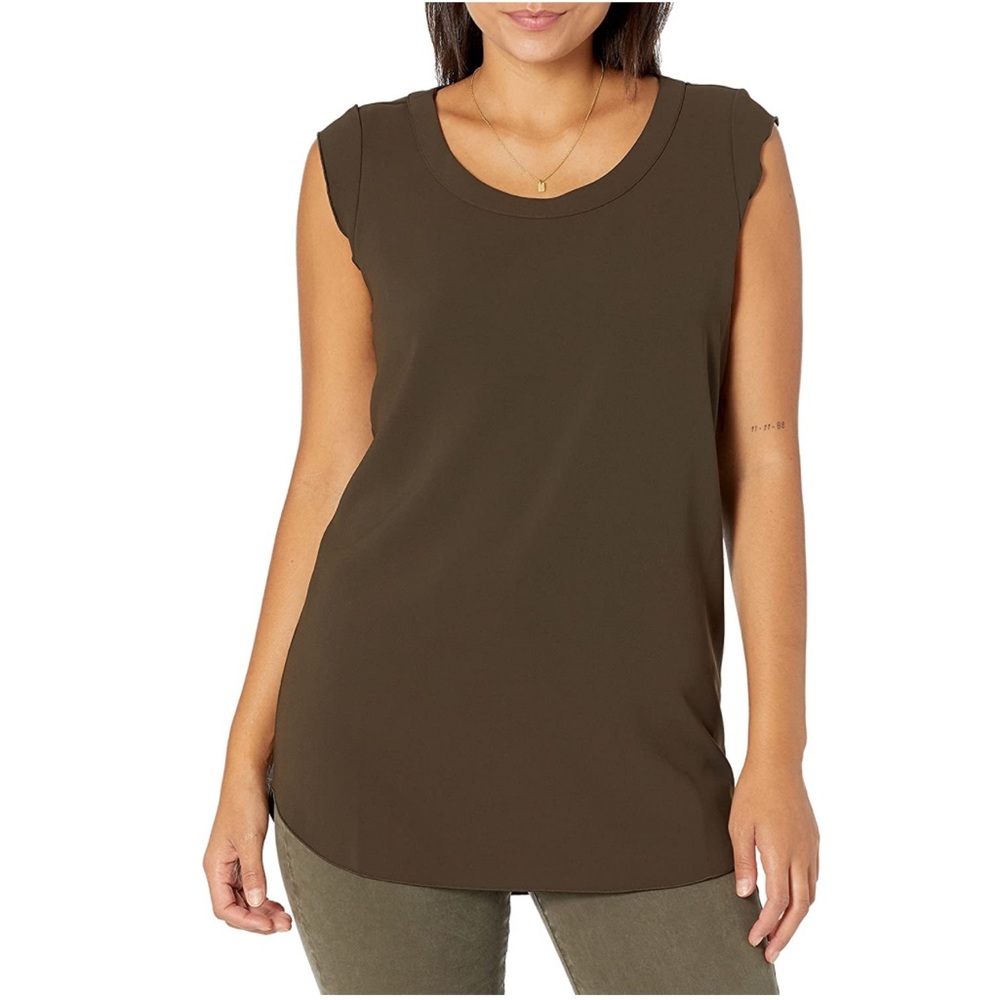 ✨Daily Ritual Olive Green Cap Sleeve Tunic Shirt Large Size 12 NWOT